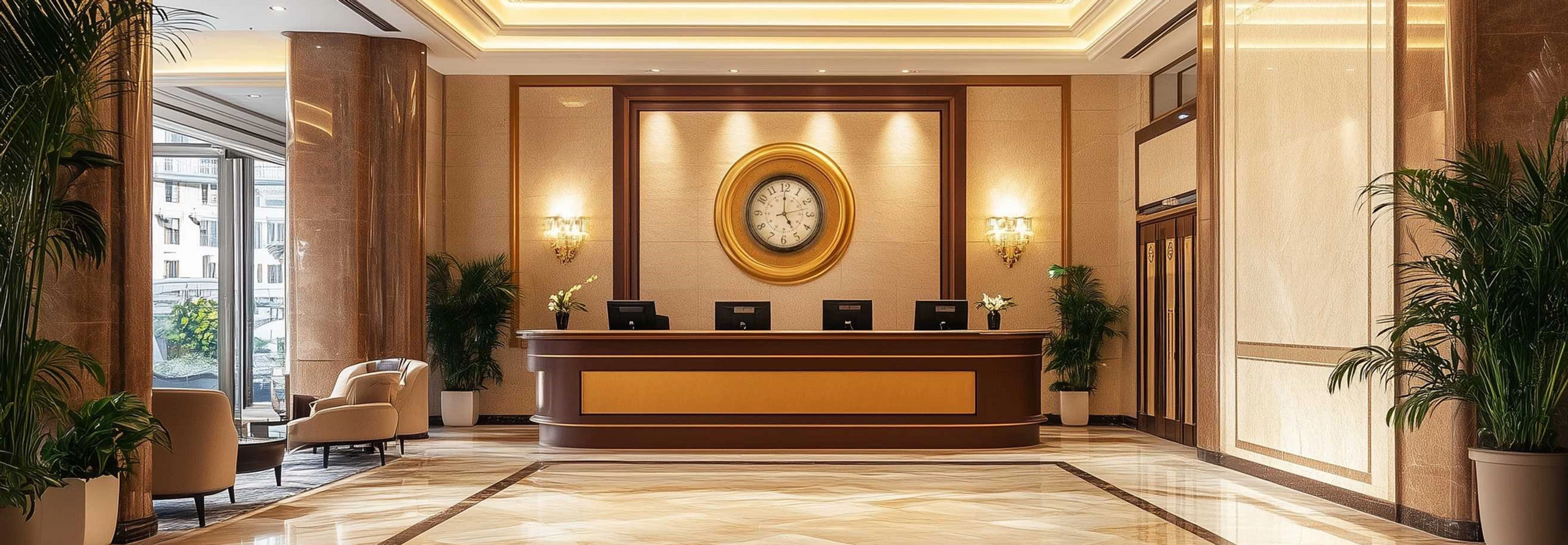 front desk of a hospitality building