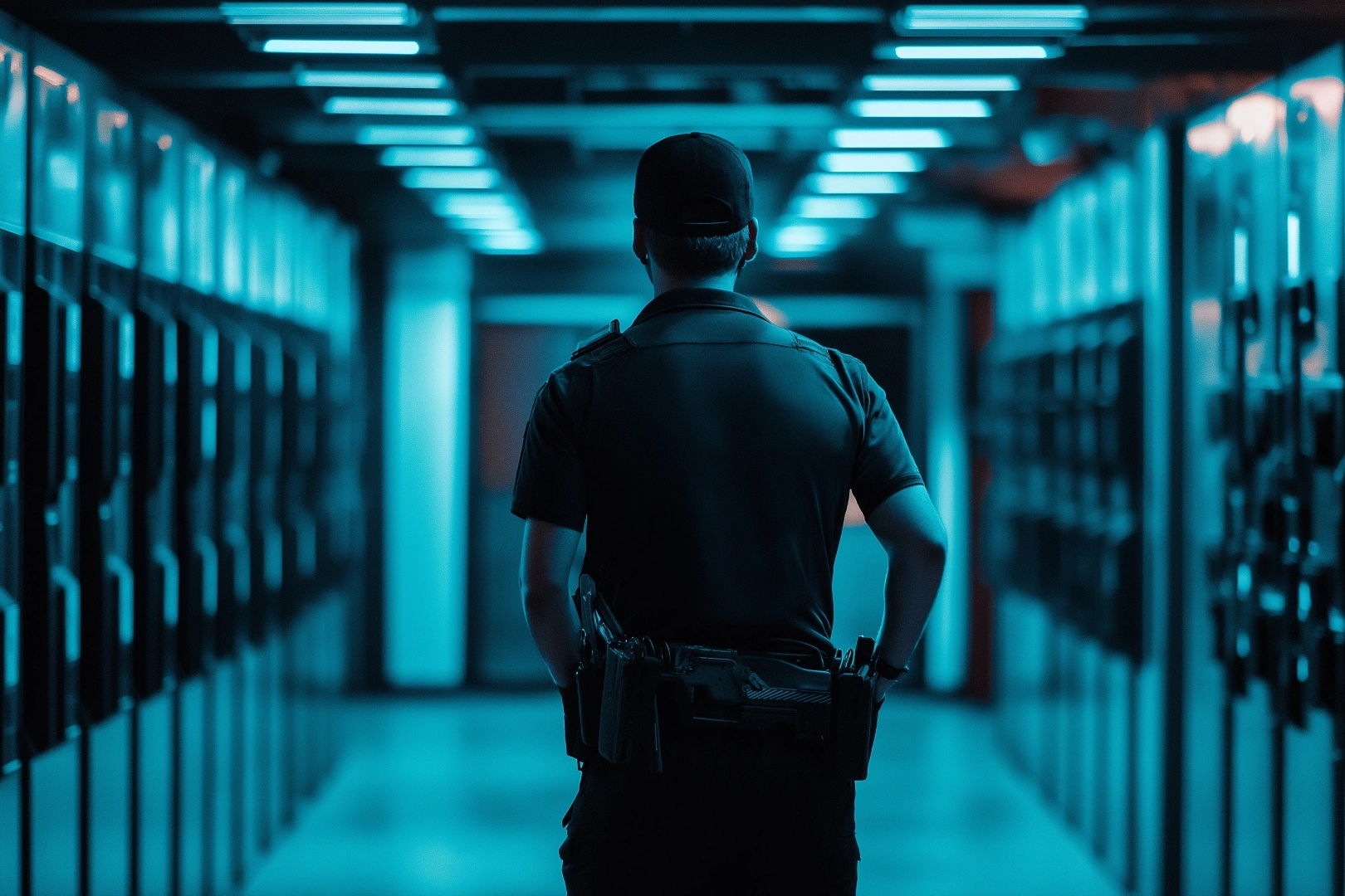 guard at a secure facility with electronic key cabinets