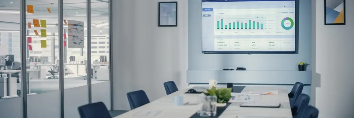 workplace with chairs and screen